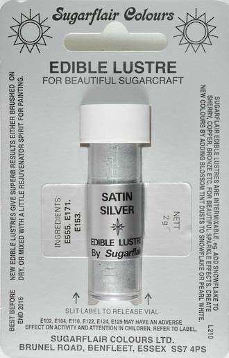 Sugarflair Edible Lustre Colour Satin Silver